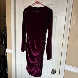 Lulus Rich Velvet Long Sleeve Dress in Deep Burgundy